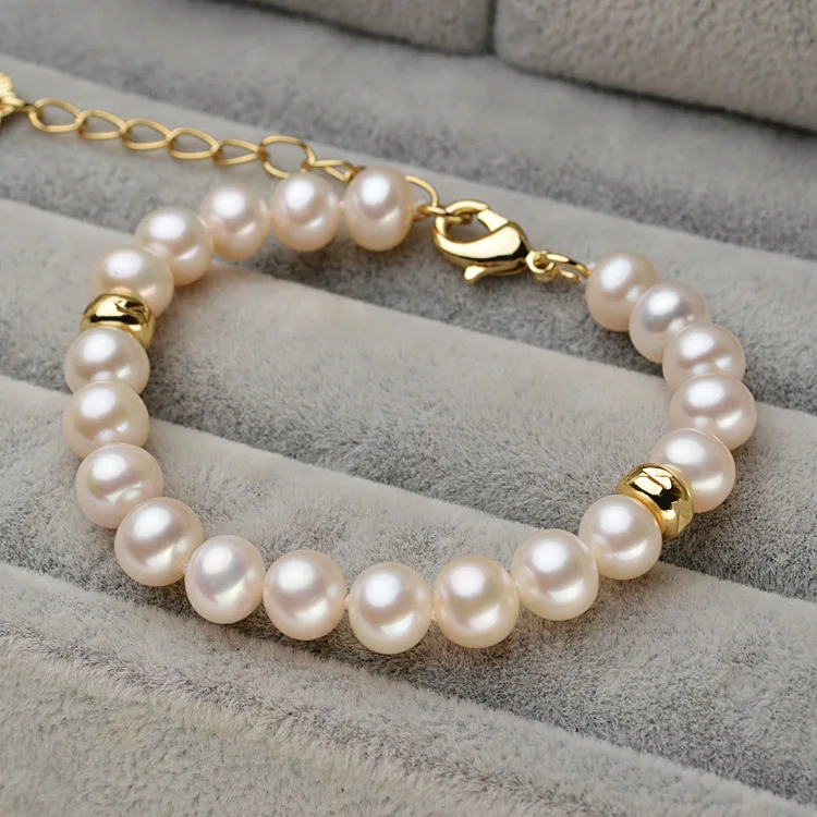 

Zhuji Dark Blue Freshwater Pearls Bracelets Fashion Parts South Korea Bracelets 7-7. 5 near Round Sl139-170