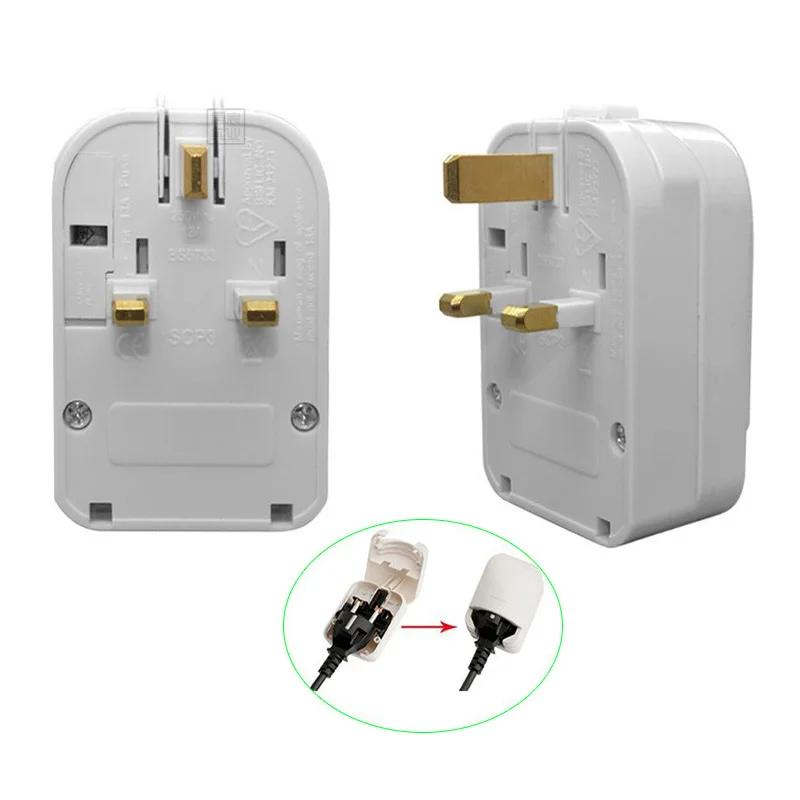 Universal 13A 250V HK Singapore Malaysia United Kingdom power cord online cable converter connector EU to UK adapter fused plug plug adapter
