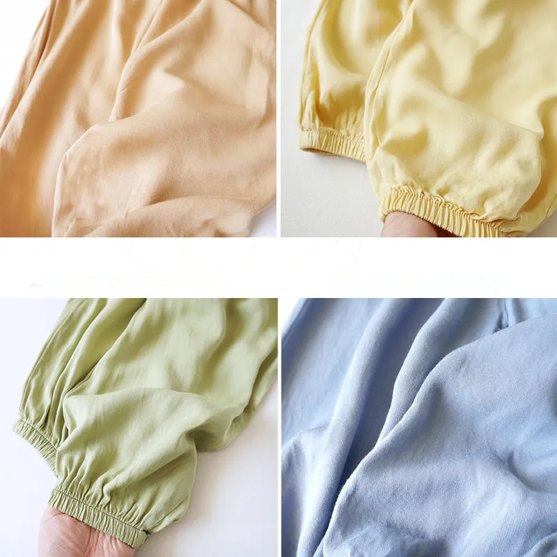 Thin Ice Silk Cotton linen Child Pajamas Pants kid Solid Boys Girls Home Pants Summer Anti-mosquito Bites Kids Children Trousers