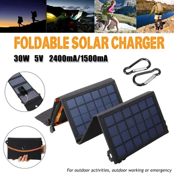 

Hot Sales LEORY 30W 5V Foldable Solar Panel Charger Solar Power Bank Solar Cells Dual USB for Outdoor