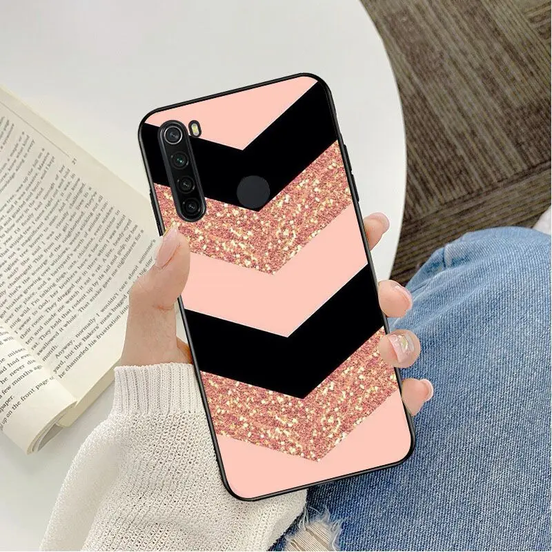 Gold Pink rose Glitter print