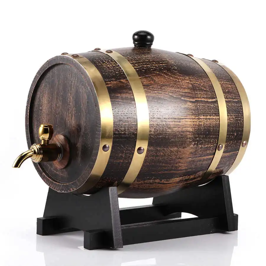 3l Retro Style Oak Wood Red Wine Brandy Whisky Barrel Keg Bucket