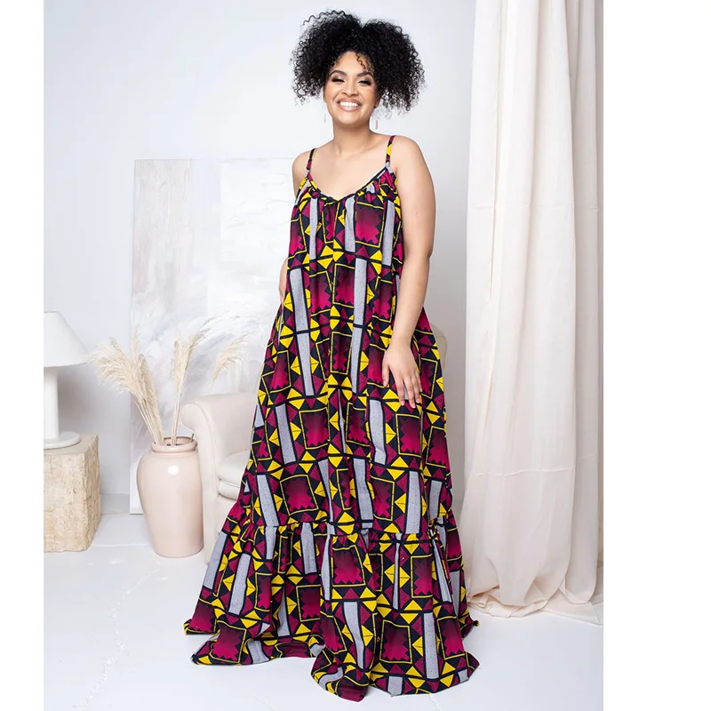 plissado retalhos praia africana maxi vestidos