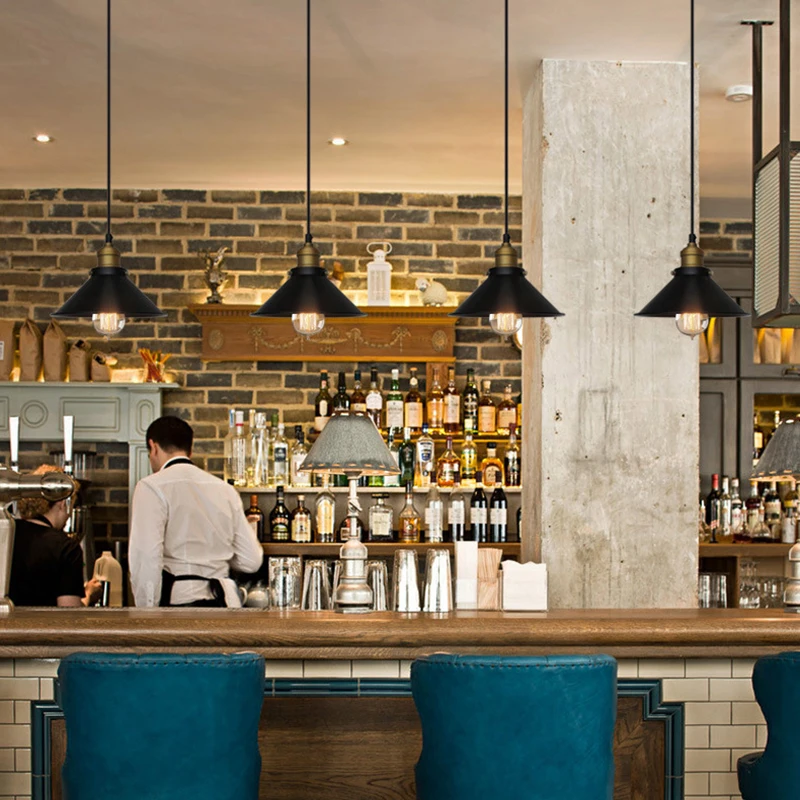 

Industrial Retro Iron Interior Decoration LED Pendant Light Bedroom Kitchen Restaurant Bar Balcony Small Umbrella Pendant Lamps