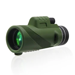 12x50 Army green Powerful Monocular for Hiking and Camping Telescope Optional Tripod and Smartphone Holder Waterproof