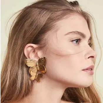 

European And American Fashion Personality Vintage Exaggerated Butterfly Geometry Stud Earrings For Women Statement Ear Jewelry