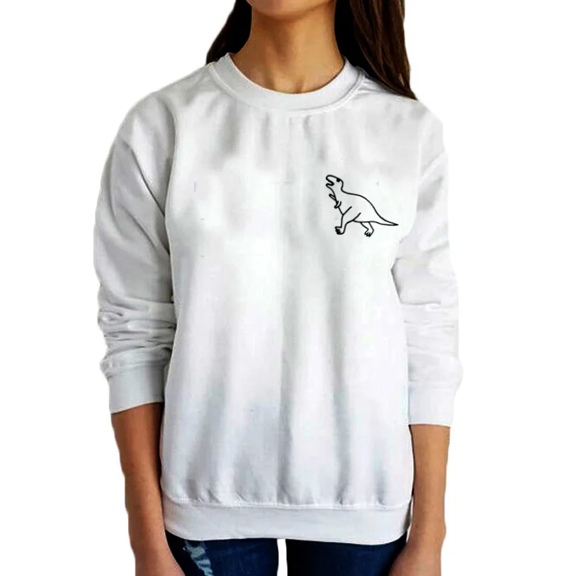  Dinosaur Pocket Sweatshirt Gothic Harajuku Hoodies Women Casual Cotton Fit Pullover Fashion Women C