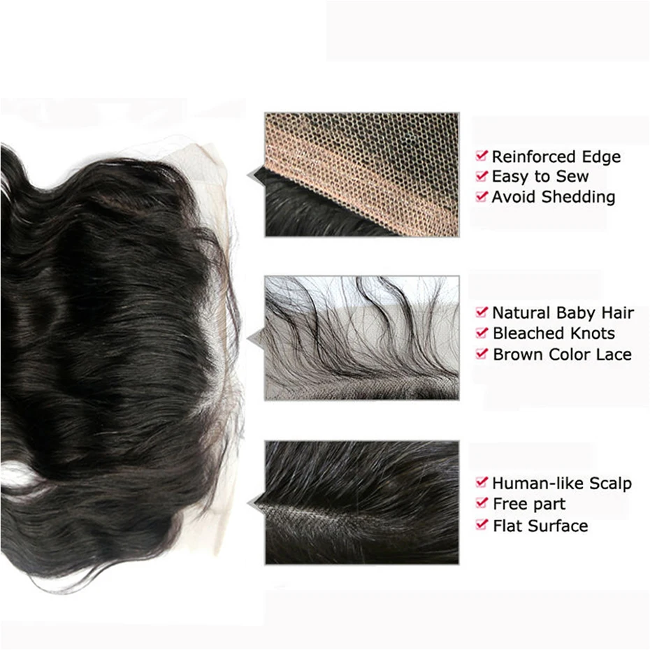 [HJ Weave beauty] OneCut волосы 13x6 фронтальная индийская волна тела предварительно выщипывается с детскими волосами фронтальная часть шнурка натуральный цвет