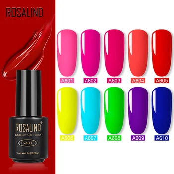 

ROSALIND Neon Hybrid Varnish Nail Gel Polish UV Set For Manicure 7ML Nails Semi Permanent Gellak Soak off Primer Base Top Coat