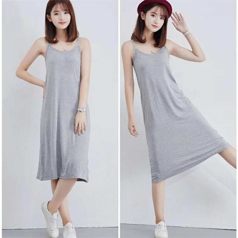 Women Sling Dress Casual Solid Spaghetti Short Dress Sleeveless Dress Slips Under Dress Sexy Ladies
