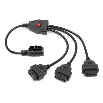Диагностический кабель OBD2 OBDII 1-3, 16 контактов штекер-гнездо, диагностический удлинитель с одним выключателем питания 50 см Диагностический кабель OBD2 OBDII 1-3, 16 контактов штекер-гнездо, диагностический удлинитель с одним выключателем питания 50 см