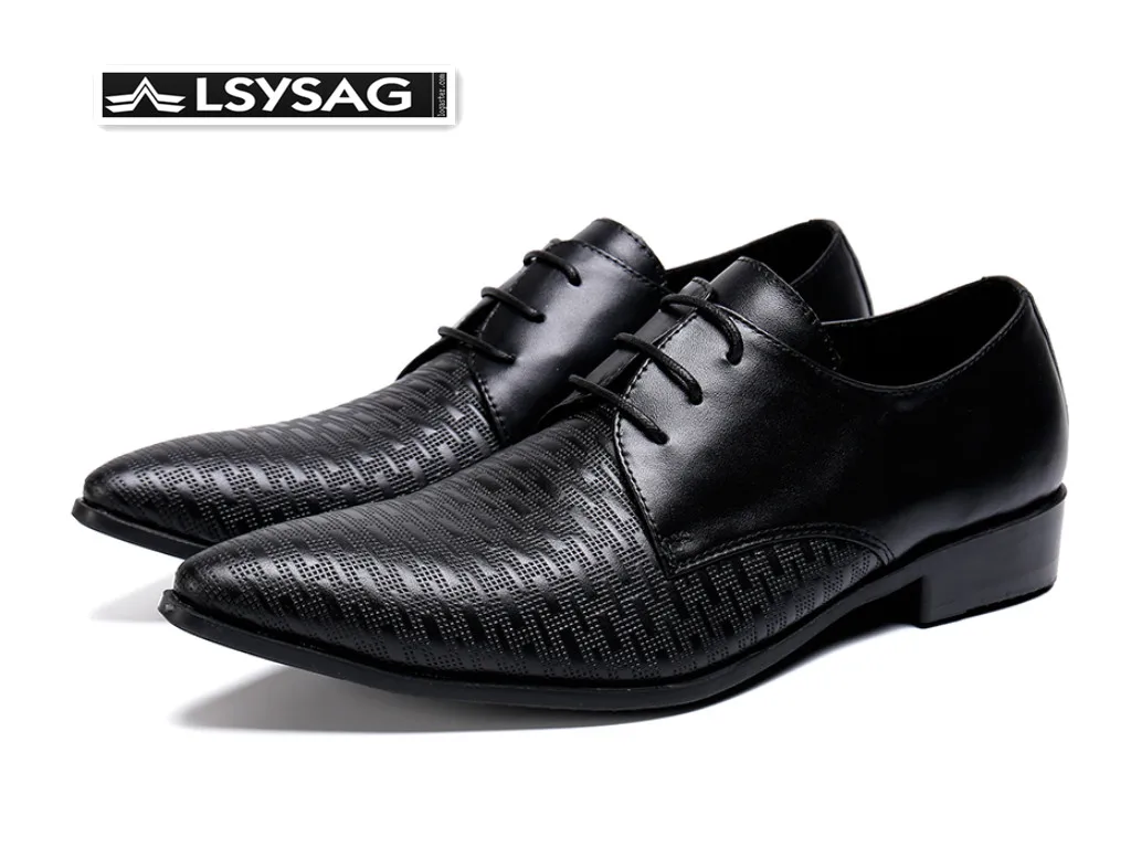 

Classic Genuine Leather Men Shoes Party Formal Oxfords Shoes Black Business Lace Up Man Brogue Shoes Plus Size