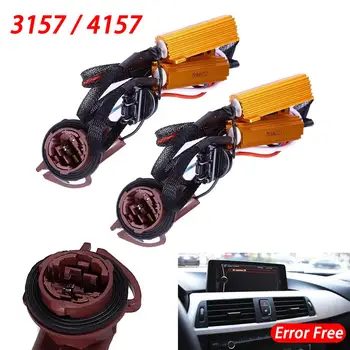 

2Pcs 100W LED Reverse Brake Turn Signal Light Load Resistor Fix Error Fast Flash Decoders For 3157/3157B LED Bulbs 12V