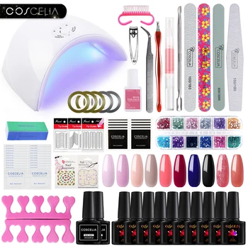 

COSCELIA US Warehouse Nail Set UV LED Lamp For Manicure Gel Nail Polish Set Soak Off Gel Varnish For Nail Art Tools Set