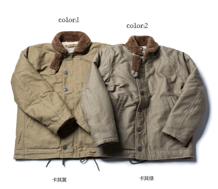 Seller khaki & olive N1 Read Description ! Asian size Bronson navy jacket deck N1 mans short military thick warm 100% wool jacket