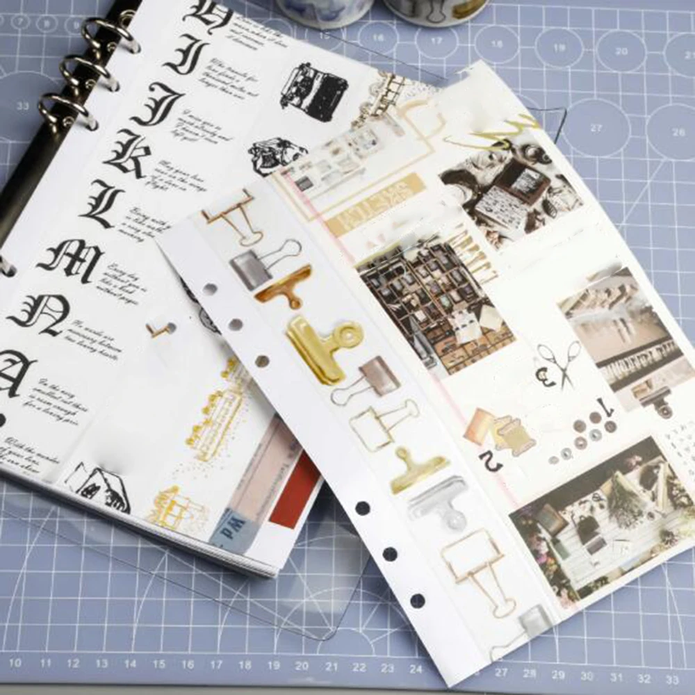 10 Blank Sheet Double-Sided Release Paper Tape Sticker Paper 4 / 6-Loof Holes Binding Storage Illustrated Book DIY hand account