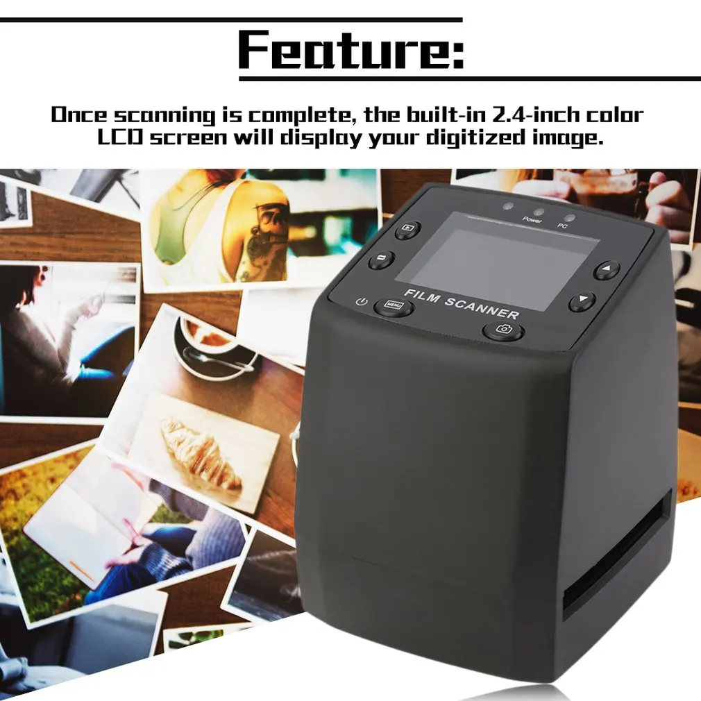  Film Scanner Resolution Scanner Digital Converts USB Negatives Slides Photo Scan Portable Digital F
