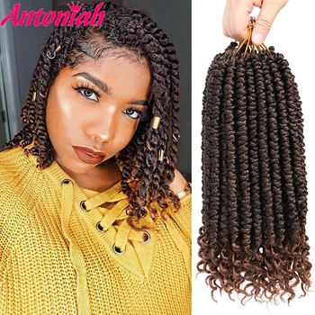 

Antoniah 12Inch Ombre Spring Twist Hair Crochet Braids Synthetic Braiding Hair Extensions 12Roots/pc Extension 8 colors For Wome