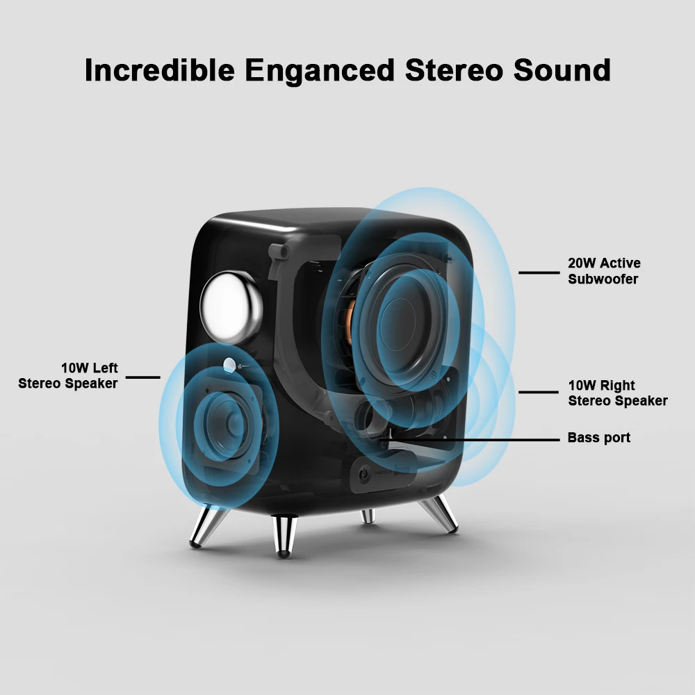  Divoom Tivoo Max Pixel Art Bluetooth Wireless Speaker with 2.1 Audio System 40W Output Heavy Bass A