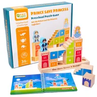 Montessori Camelot Jr Wooden Building Blocks Toys Prince Save The Princess Interactive Games for Kids 3d blocks Christmas Gifts 1
