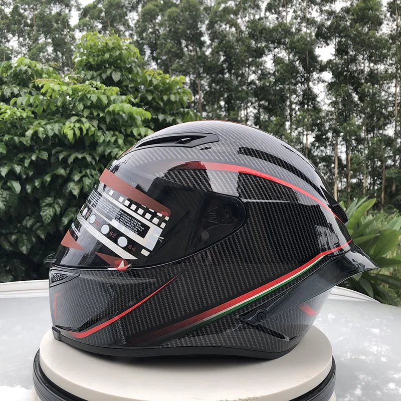 Новое поступление черно-красный траектория Полный мотоциклетный шлем casco мотоциклетный шлем Летний сезон большой задний спойлер шлем - Цвет: Черный