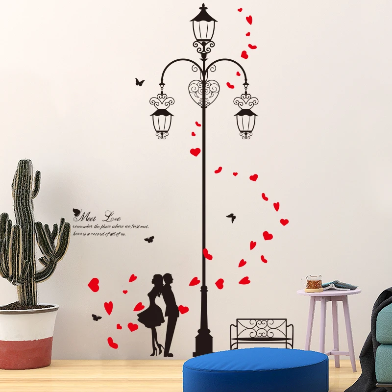 [SHIJUEHEZI] влюбленные красные лепестки наклейки на стену DIY уличный светильник настенные наклейки для спальни Свадебные украшения комнаты