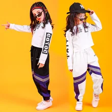 Крутая детская одежда в стиле хип-хоп свитер с высоким воротником Топ, Свободные повседневные штаны для бега для девочек, костюм для джазовых танцев, одежда