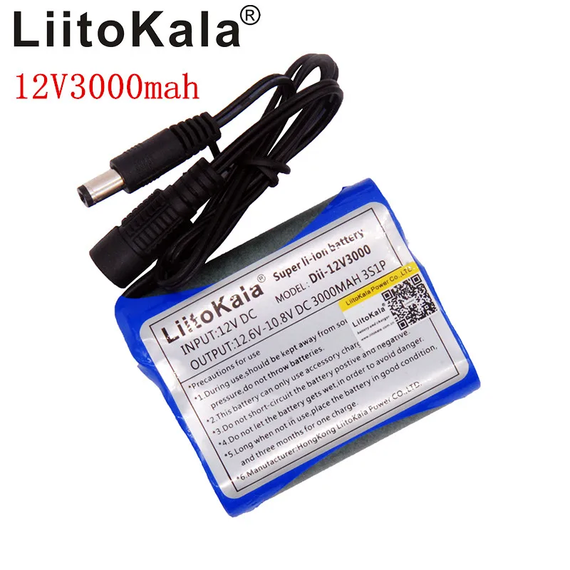 Liitokala 12V 3Ah 12V 3000mh литий-ионный аккумулятор для камеры+ 12,6 V 1A EU/USA зарядное устройство