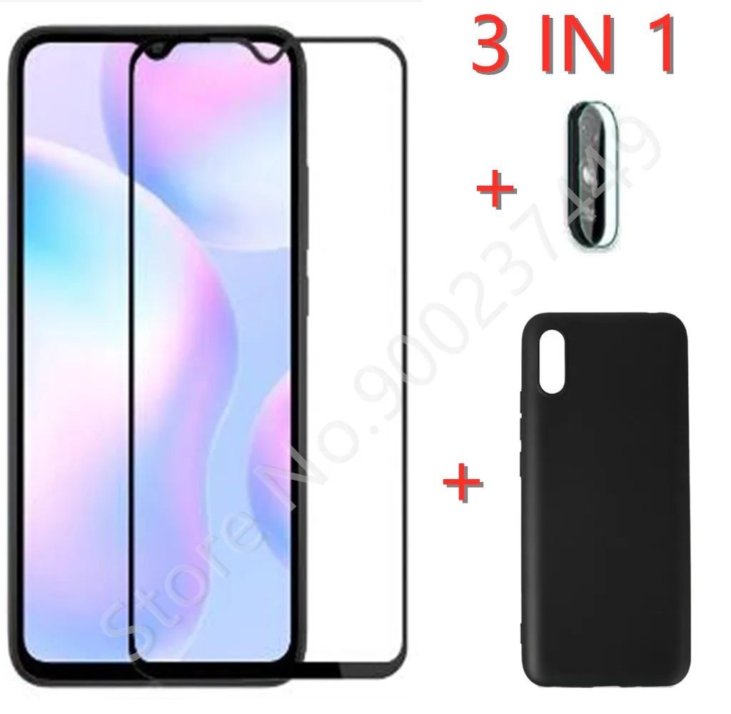3 в 1/силиконовый чехол для Xiaomi Redmi 9A 9AT M2006C3LVG защита экрана из закаленного стекла
