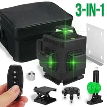 16 Lines 4D Green Laser Level Horizontal And Vertical Cross Lines With Auto Self-Leveling Indoors and Outdoors with Wall Bracket