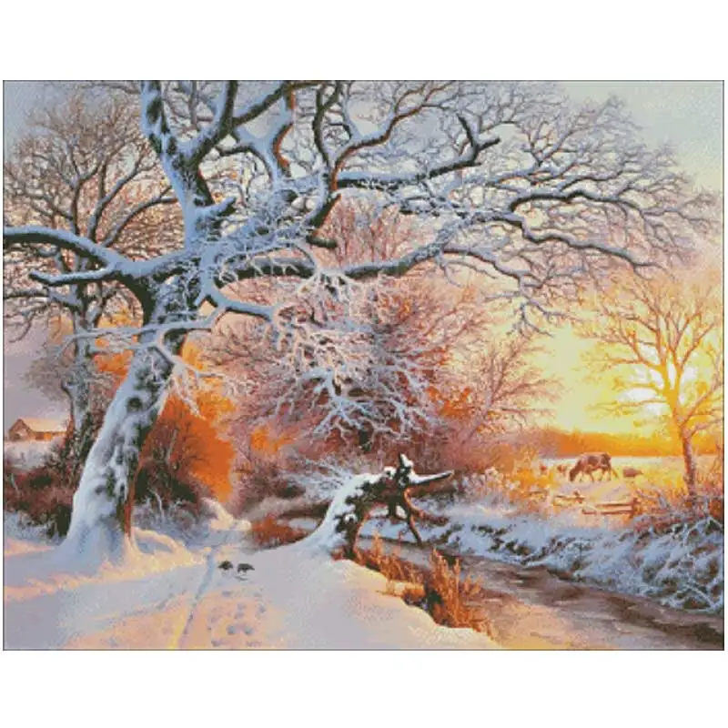 

Winter evening scenery patterns Counted Cross Stitch 11CT 14CT 18CT DIY Chinese Cross Stitch Kits Embroidery Needlework Sets