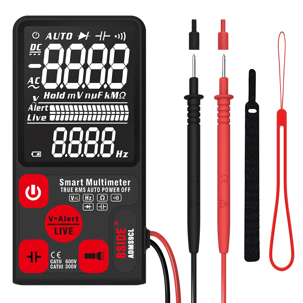 

ADMS9CL Intelligent Automatic Digital Multimeter AC/DC Voltage Resistance Frequency 3.5 Inch EBTN LCD 9999 Counts Display Tester