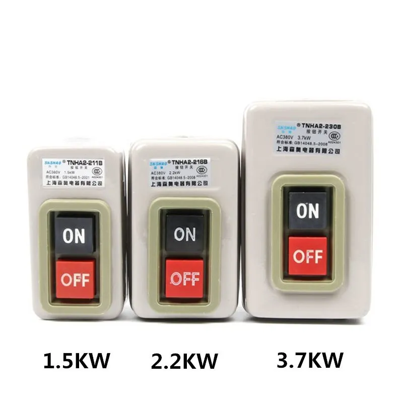 

TNHA2-BS211B BS216B BS230B Control Push Button Switch AC220V 380V ON-OFF 2 position 3.7KW Three phase Power Start 50Hz/60Hz