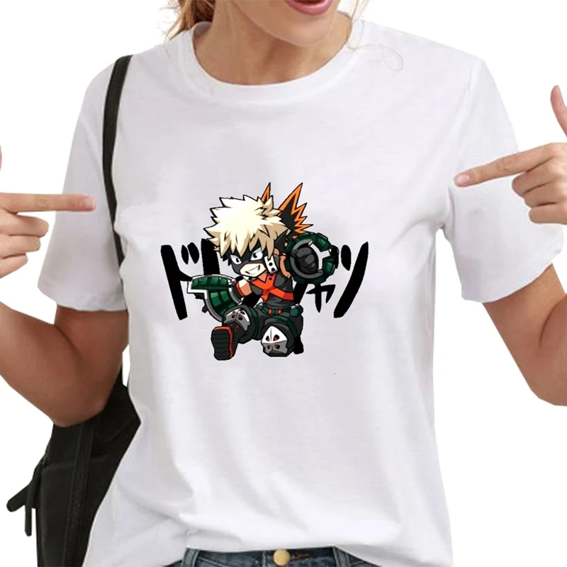 Japanese Anime My Hero Academia Graphic Printed Tee Shirt Short Sleeves Round Neck Funny T Shirt Casual Tops