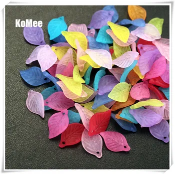 

Free Shipping Wholesale Frosted Acrylic Lucite Leaf Beads 500pcs/lot Green Leaves Frosted Acrylic Pendant 11*18mm