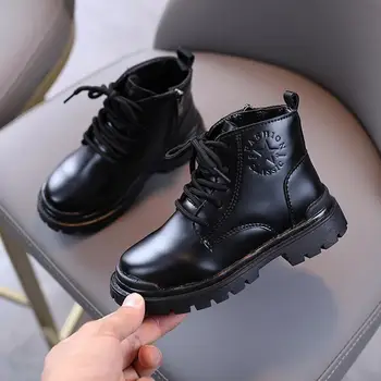 

Toddler Girls Boots Winter Children Shoes Plus Velvet Warm Kids Martin Boots Fashion Leather Soft Bottom Comfortable Boys Boots