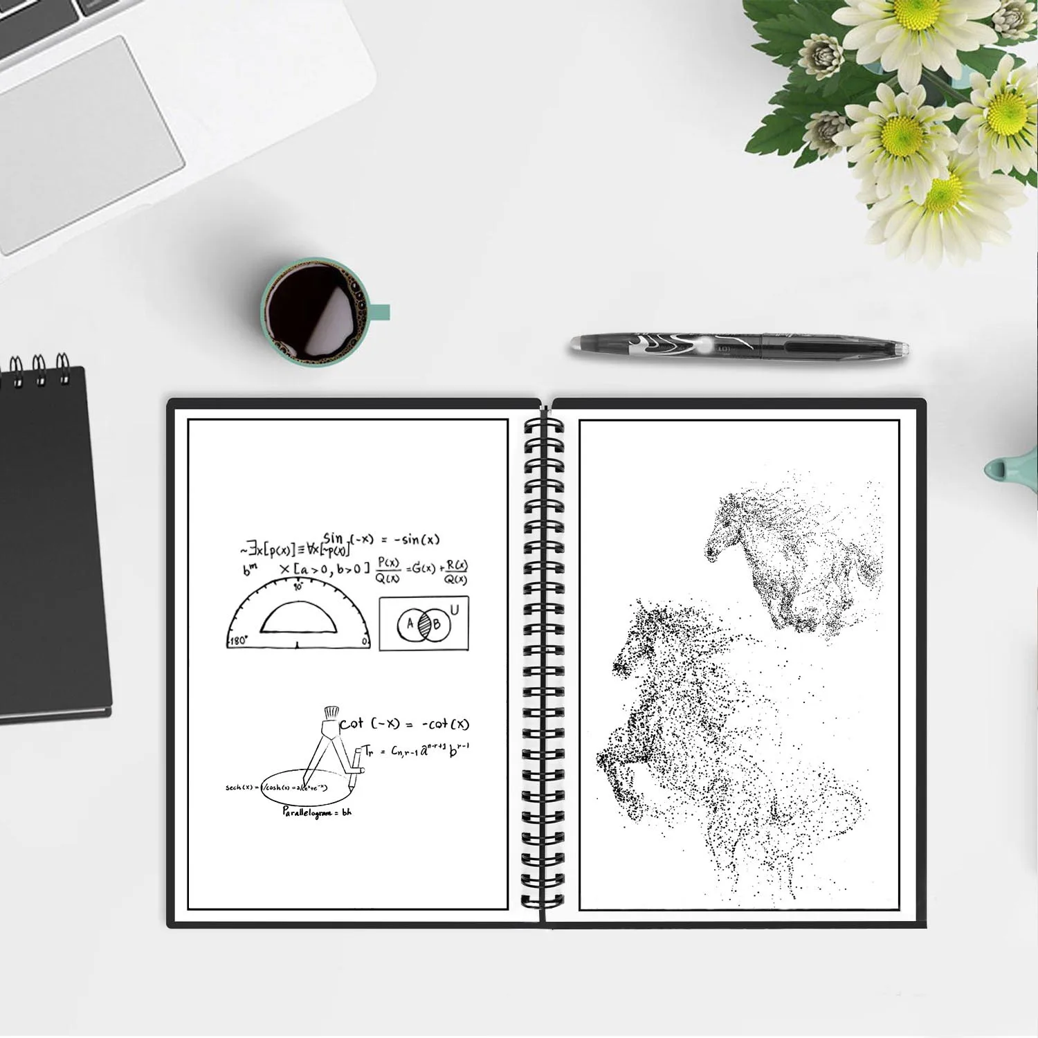 

Reusable Erasable Smart Notebook with Pen Cloth for Man Woman Students Painting Drawing Learning Business Work Black Size A5 B5