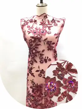 

African Lace Fabric 2019 High Quality Wine Lace Fabric French Sequins Net Cord Tulle Fabrics Nigerian Laces For Wedding Dress