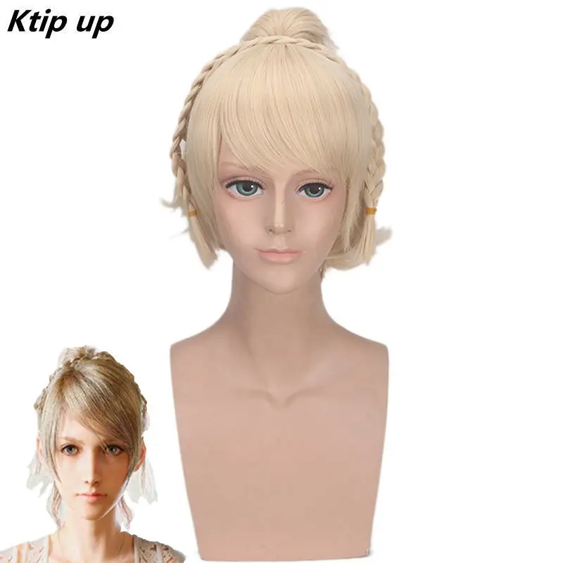 

Ktip Up FF15 Final Fantasy XV Lunafreya Nox Fleuret Princess Luna Short Light Blonde Cosplay Costume Wig Heat Resistance Fibre