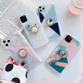 

Glitter Marble Case For iphone 11 Pro XR 7 8 X XS Max 6 6S Plus Phone Case Silicone Soft TPU Back Cover with Finger Ring Holder