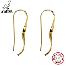 

S'STEEL Geometric Stud Earrings For Women Sterling Silver 925 Earring Personalized Trendy Earings Long Gold Earing Fine Jewelry