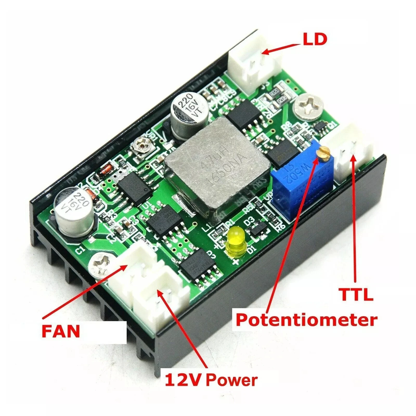 1pc Driver Board TTL For 405nm 450nm 520nm Blue Green 500mW 1W 2W 3W 4.5W Laser Diode Module 12V 4A