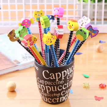 

10pcs Kawaii Creative Wooden Cute Cartoon Pencils Children Stationery Pencil Gift Kids Study Writing Drawing