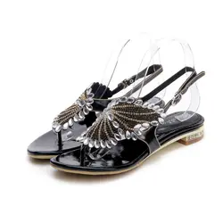 Женская обувь на высоком каблуке с бабочкой; туфли со стразами и ремешком на щиколотке; женские туфли с открытым носком в богемном стиле
