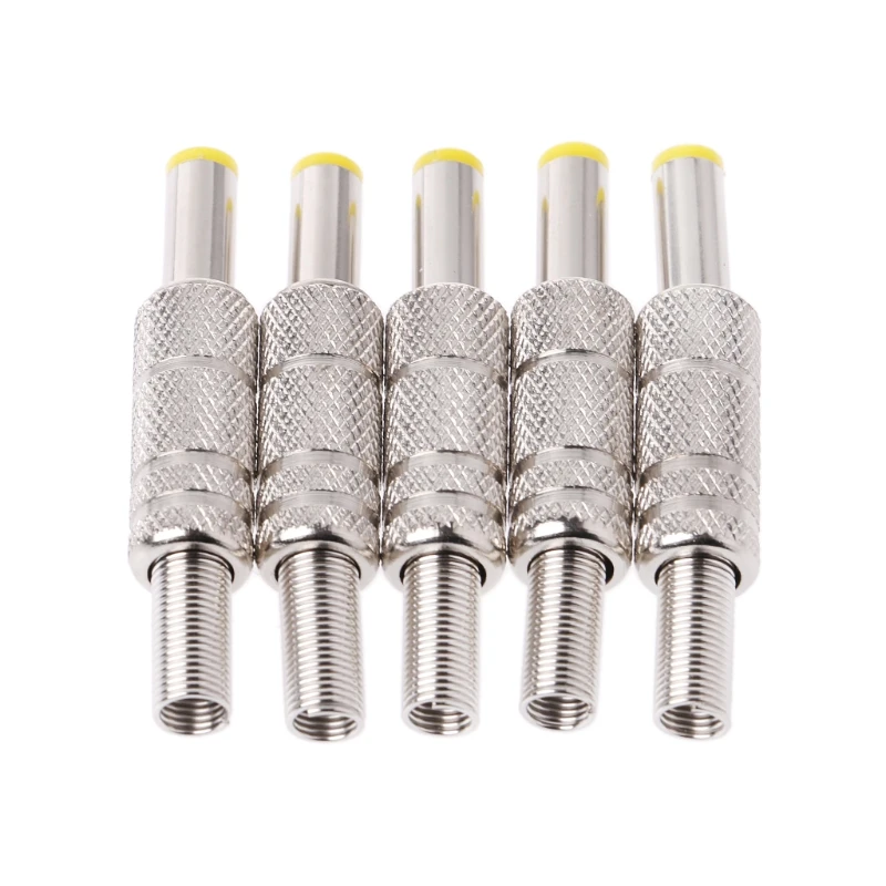

5 Pcs Metal 5.5x2.1mm DC Power Male Plug Jack Adapter Connector with Yellow Head
