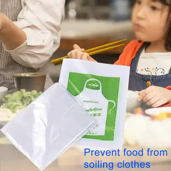 

100pcs Household Party Waterproof Kids Adults Lace Up Multipurpose Disposable PE Apron Unisex Sanitary Cleaning Kitchen Cooking