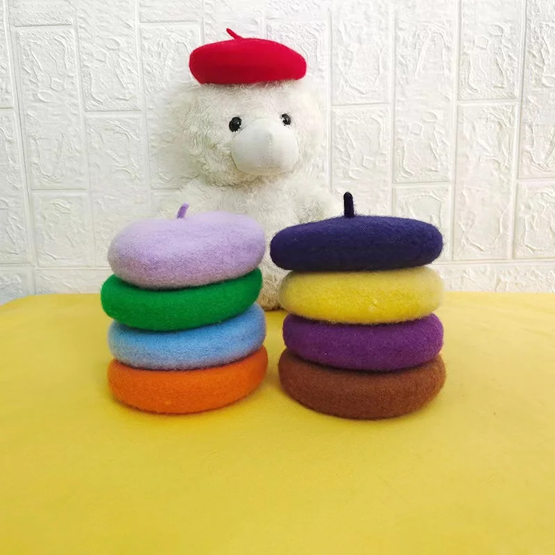 Ins Solid Color Pet Hat Painter Wool Dog Beret Mini Decorative Photo Headwear Memorial Christmas Luxury Designer | Дом и сад