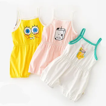 

Summer Infant Baby Cute Printed Sling Romper Outer Wear Breathable Cool