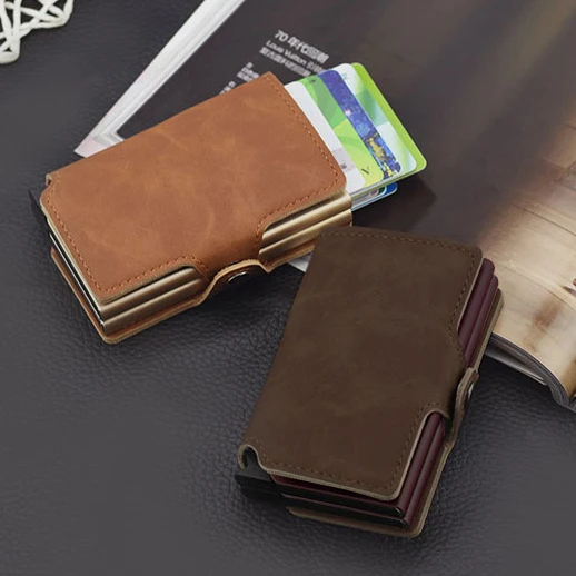 Rfid Блокировка защита мини мужской кредитный держатель для карт кошелек Тонкий