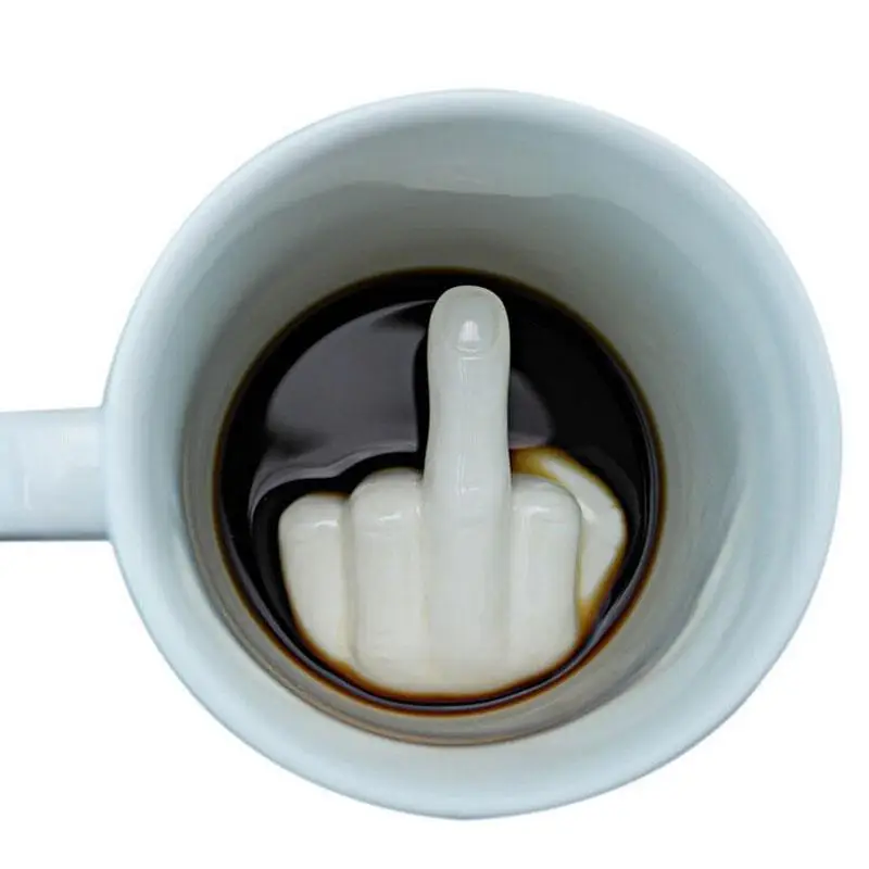 

Ceramic Mug Creative Design White Middle Finger Style Novelty Mixing Funny Mugs Enough Capacity Water Cup Coffee Milk Cup